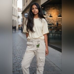 American Bazi Womens Pants Stretch High Rise Cargo Tapered Jogger Size M